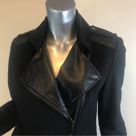 Promod Black Trench Style Long Jacket US 8 Medium - Picture 10 of 16